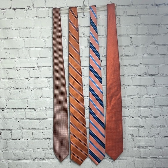 FOUR Orange Patterned Silk Traditional Neckties - Picture 1 of 11